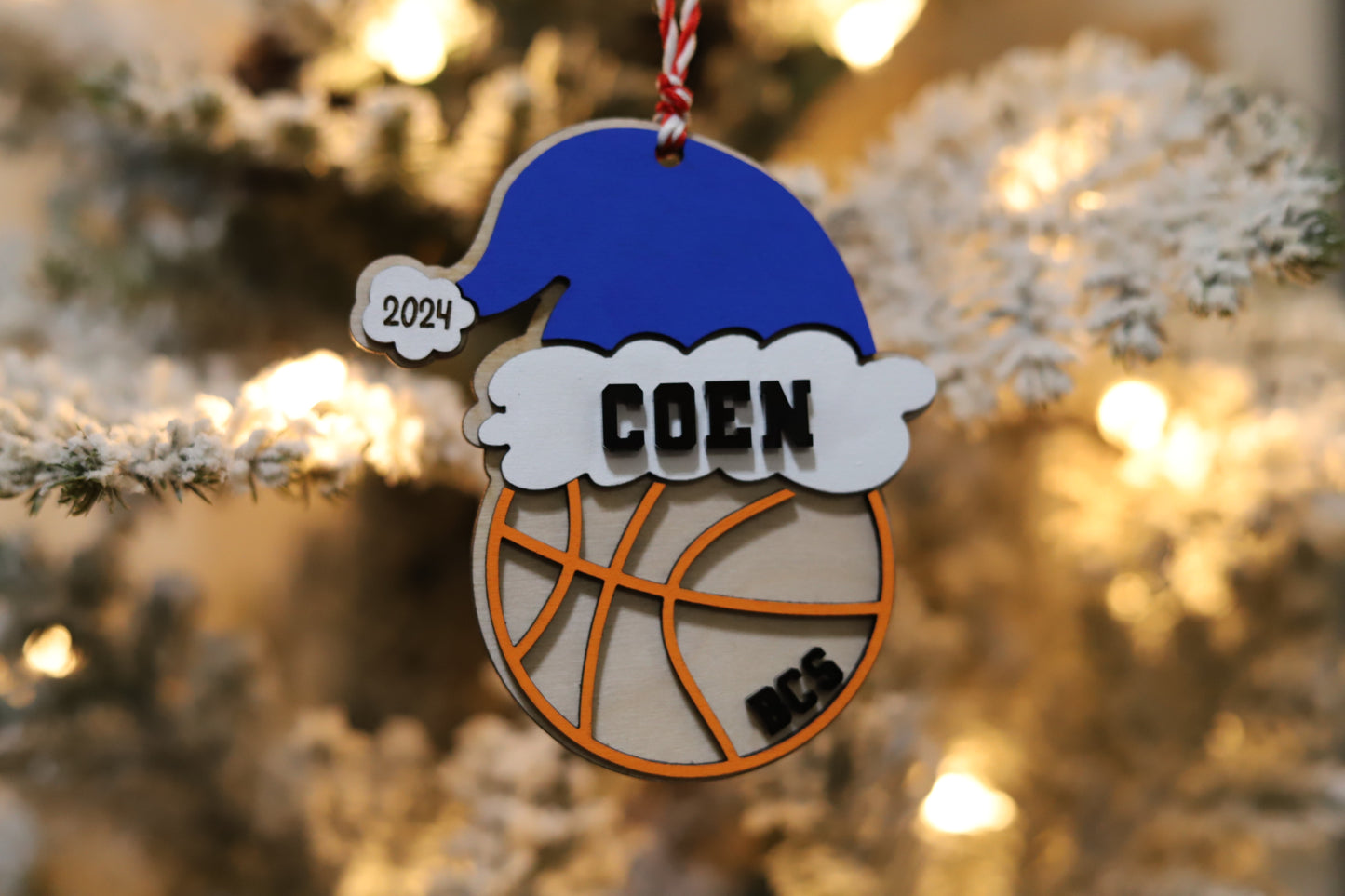Basketball With Santa Hat Ornament