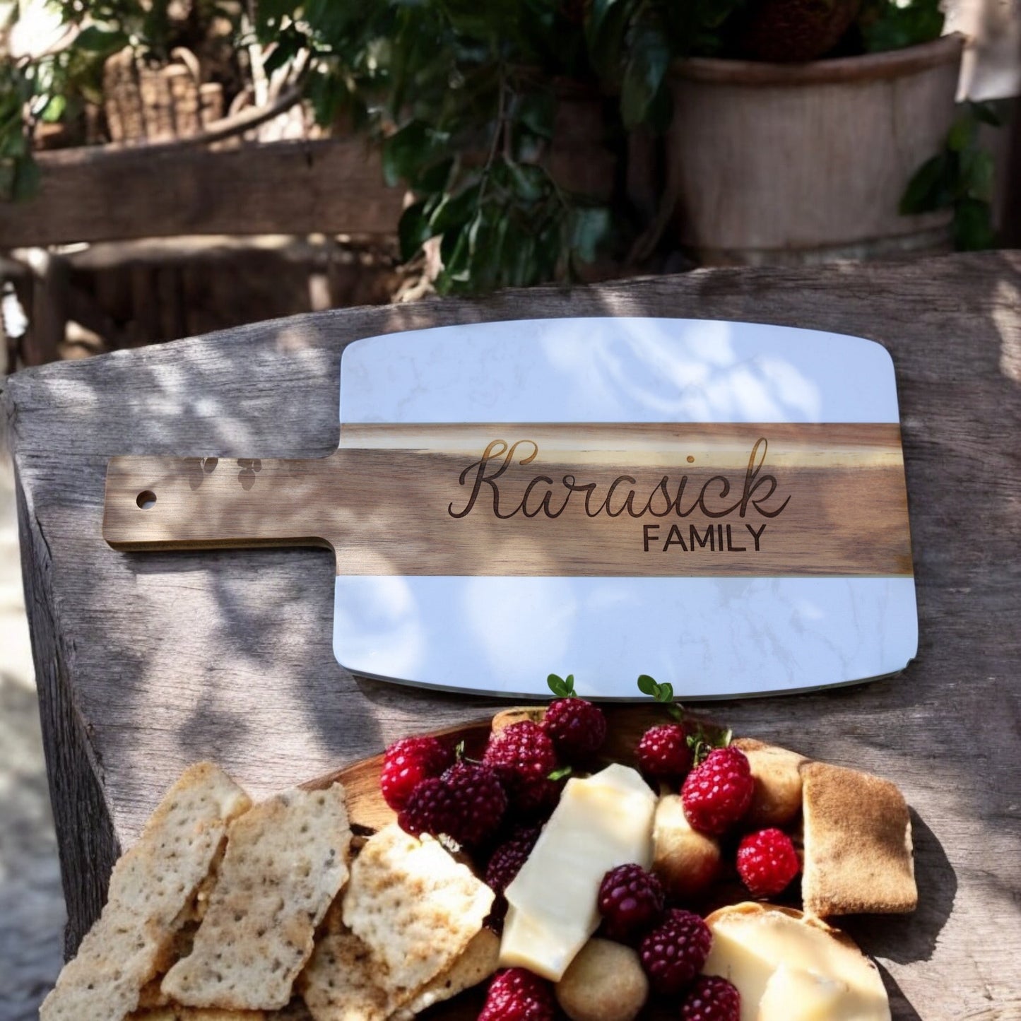 Custom Marble & Acacia Wood Serving Board Home Decor Risen Designs Serving Board Only 