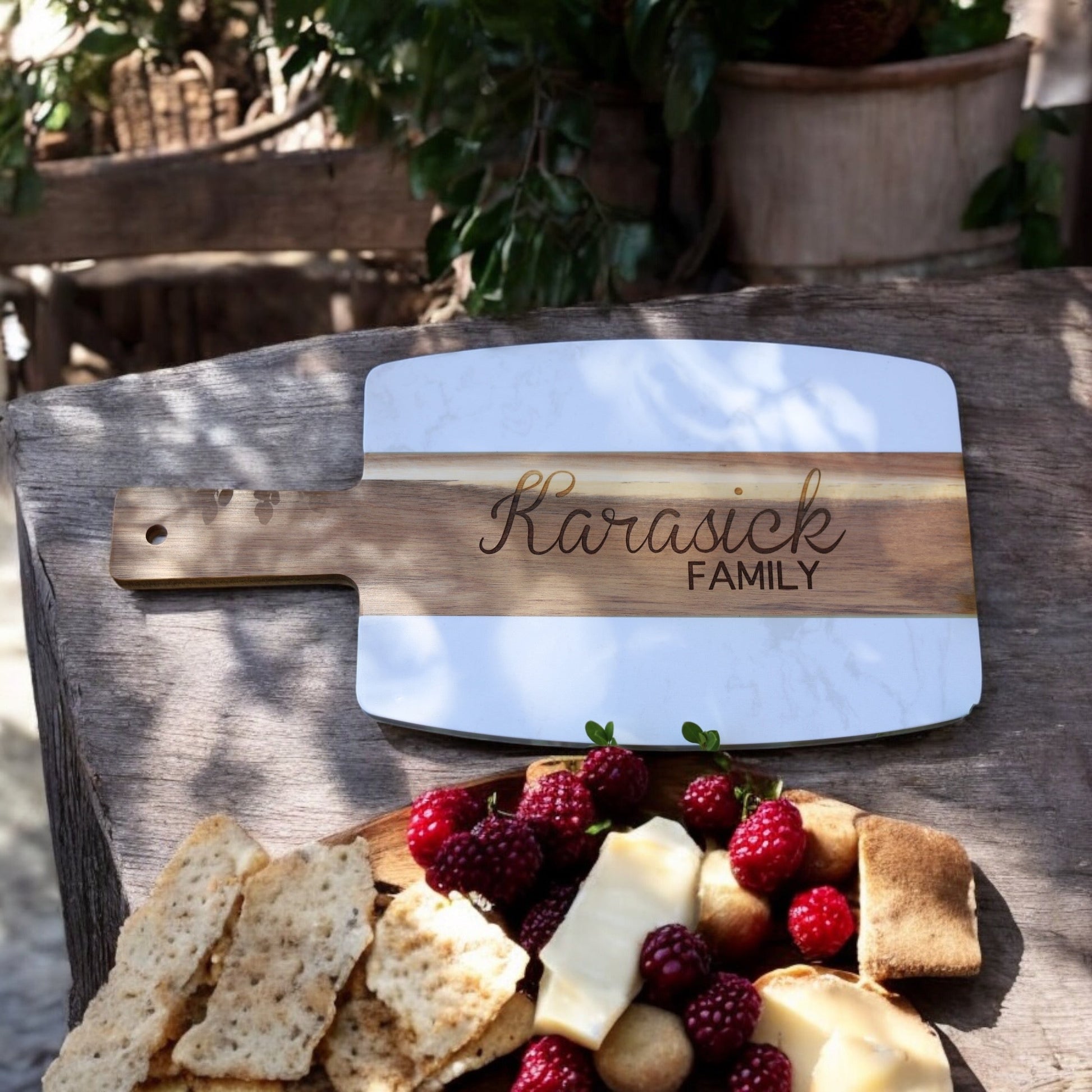 Custom Marble & Acacia Wood Serving Board Home Decor Risen Designs Serving Board Only 